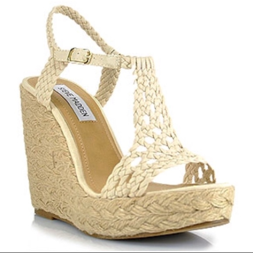 Steve Madden Natural Crochet Wedge Espadrille